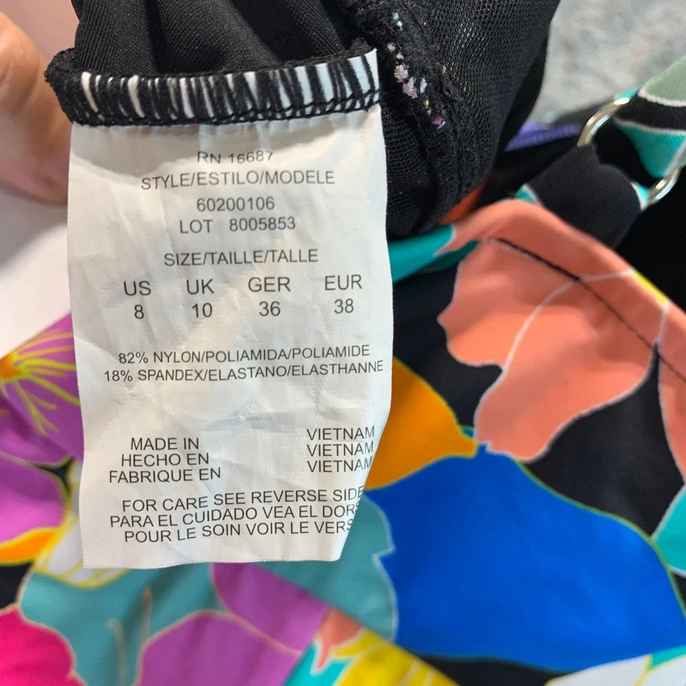 Macys Floral Tie Front Swim Dress Multicolor One Piece Swimsuit 8 60200106